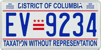 DC license plate EV9234