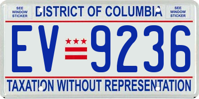 DC license plate EV9236