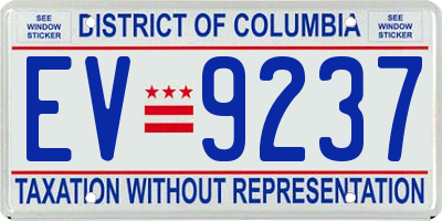 DC license plate EV9237