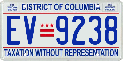 DC license plate EV9238