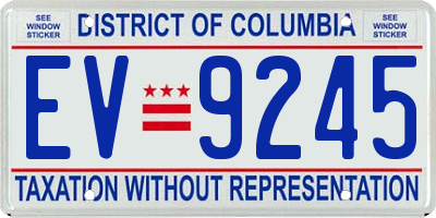DC license plate EV9245