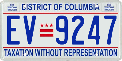 DC license plate EV9247