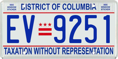 DC license plate EV9251