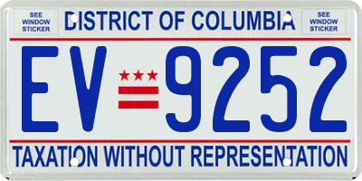 DC license plate EV9252