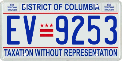 DC license plate EV9253
