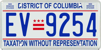 DC license plate EV9254