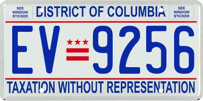 DC license plate EV9256