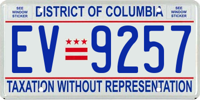 DC license plate EV9257