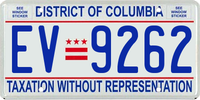 DC license plate EV9262