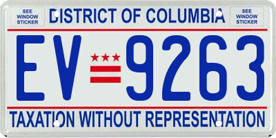 DC license plate EV9263