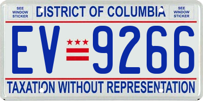 DC license plate EV9266