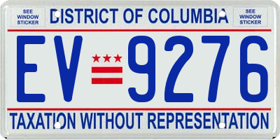 DC license plate EV9276