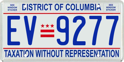 DC license plate EV9277