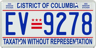 DC license plate EV9278