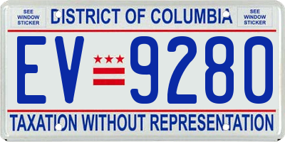 DC license plate EV9280