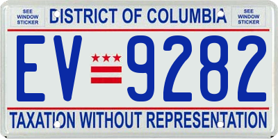 DC license plate EV9282