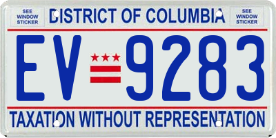 DC license plate EV9283