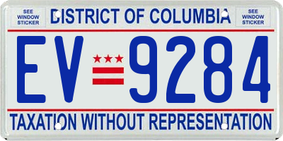 DC license plate EV9284