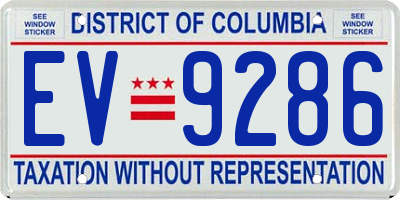 DC license plate EV9286
