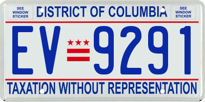DC license plate EV9291