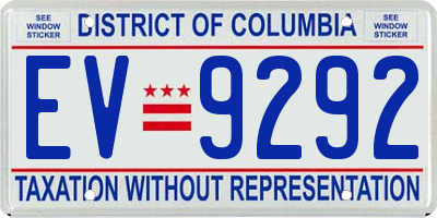DC license plate EV9292