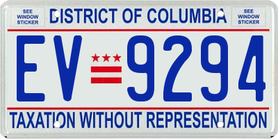 DC license plate EV9294