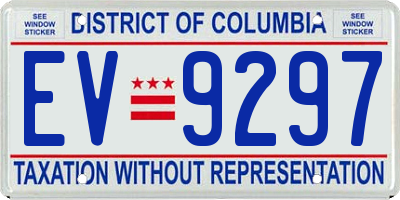 DC license plate EV9297