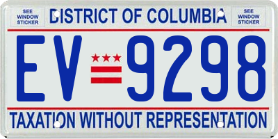 DC license plate EV9298