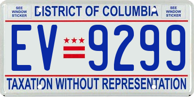 DC license plate EV9299