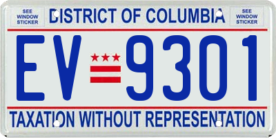 DC license plate EV9301