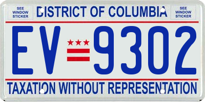 DC license plate EV9302