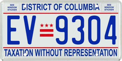 DC license plate EV9304