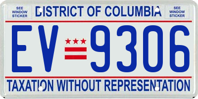 DC license plate EV9306