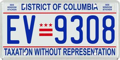 DC license plate EV9308