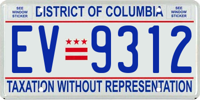 DC license plate EV9312