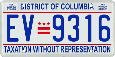 DC license plate EV9316