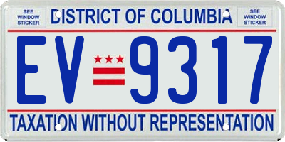 DC license plate EV9317