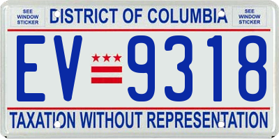 DC license plate EV9318