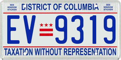 DC license plate EV9319