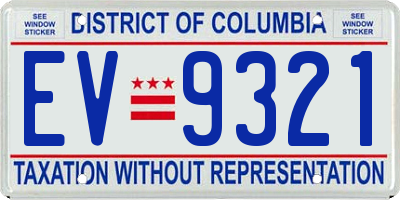 DC license plate EV9321