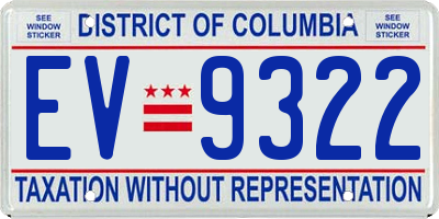 DC license plate EV9322