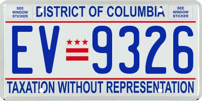 DC license plate EV9326