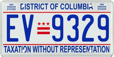 DC license plate EV9329
