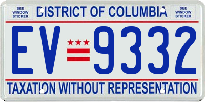 DC license plate EV9332