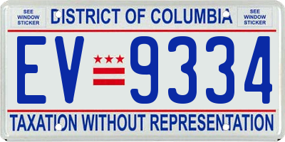 DC license plate EV9334