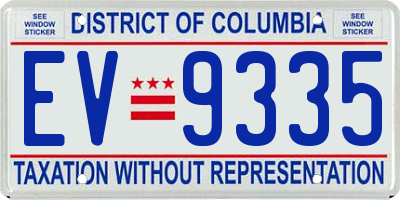 DC license plate EV9335