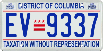 DC license plate EV9337