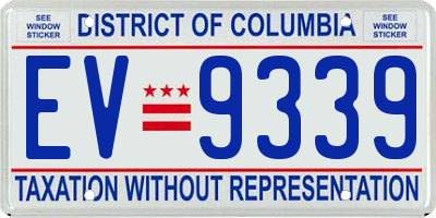 DC license plate EV9339
