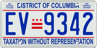 DC license plate EV9342
