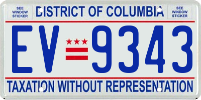DC license plate EV9343